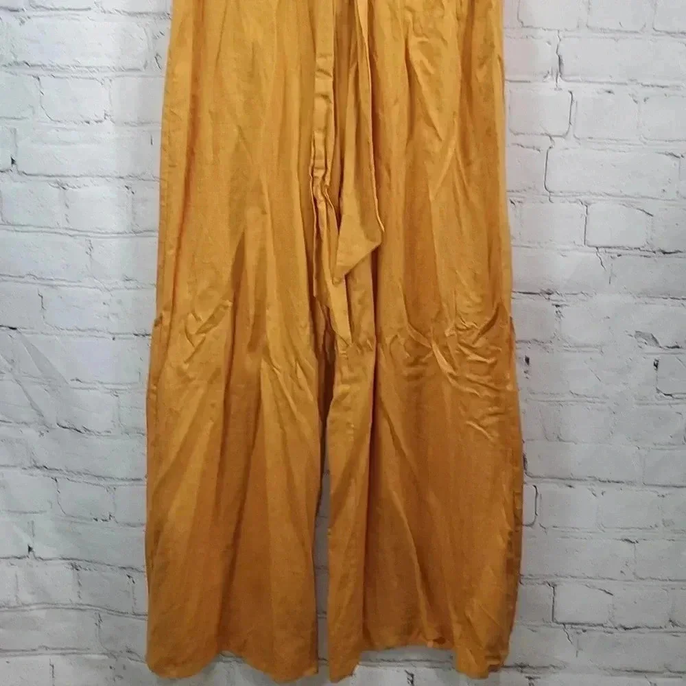 Lulus Reach for Radiance Marigold Halter Wide-Leg Jumpsuit Size M NWT - Picture 7 of 14